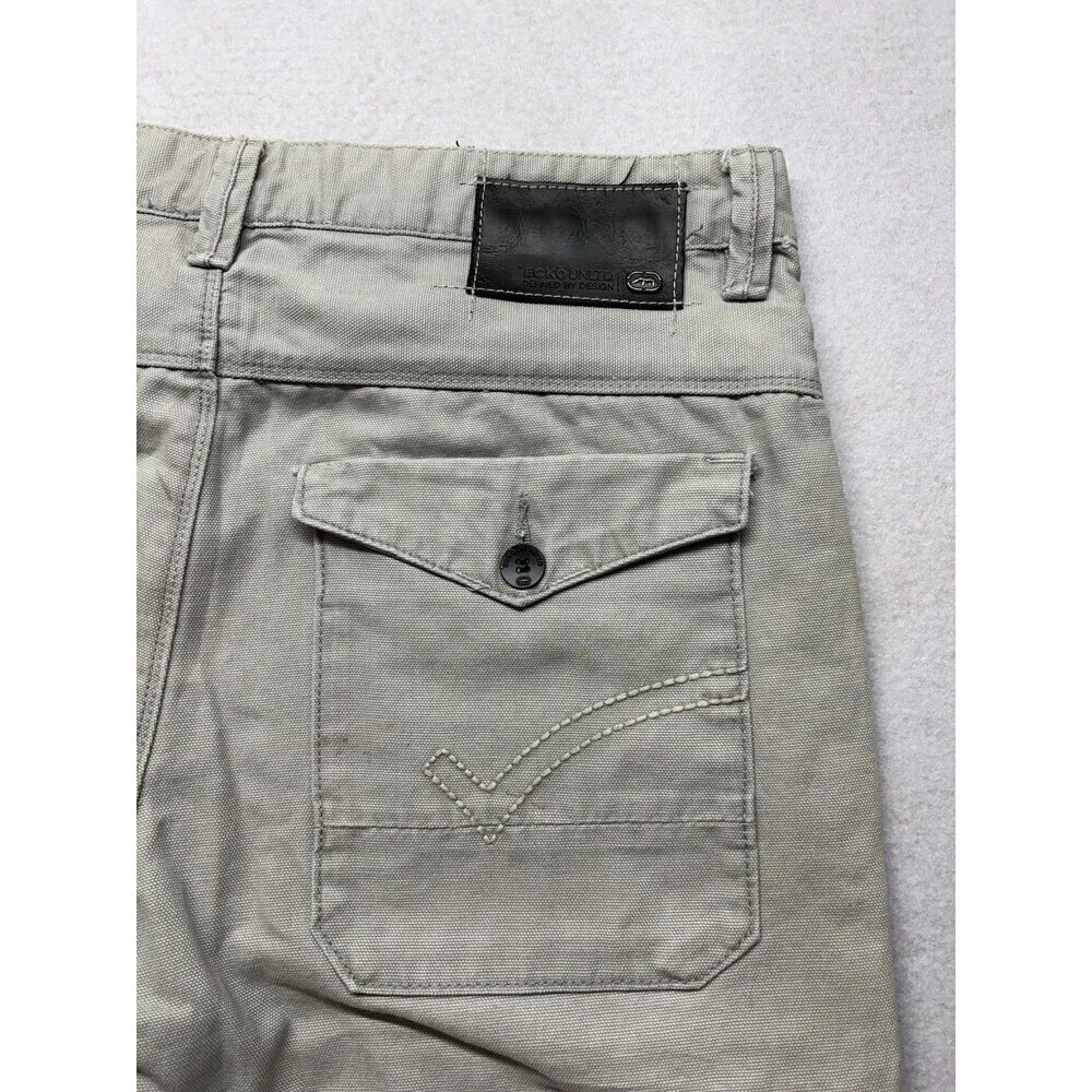 Ecko Unltd Shorts Mens 34 Gray Denim Deep Pockets Casual Workwear Y2K Baggy